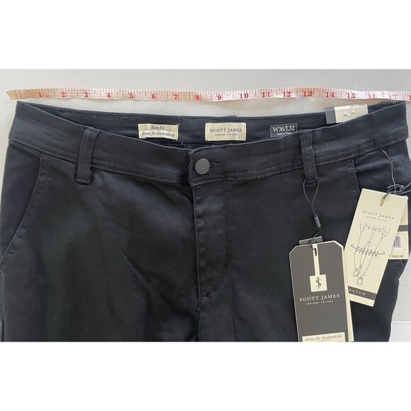 Scott James Slim Fit Stretch Pants Men's 36x32 5-Pocket SJP-94248-Blk Black - Picture 16 of 16